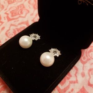 Pearl and cz earrings